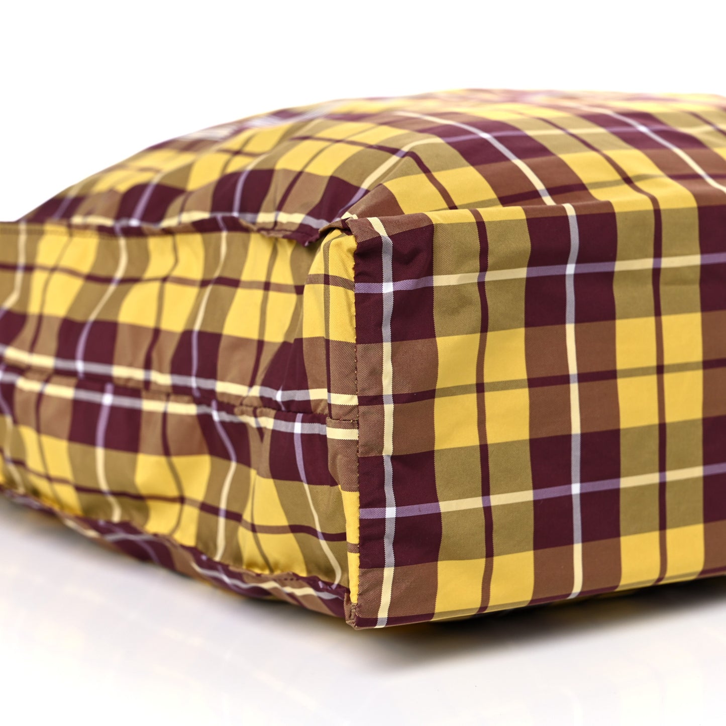 Nylon Checked Logo Vertical Tote Yellow