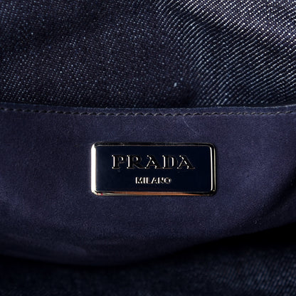 Prada Denim Suede Scamosciato Twin Pocket Tote Bleu 7 of 9
