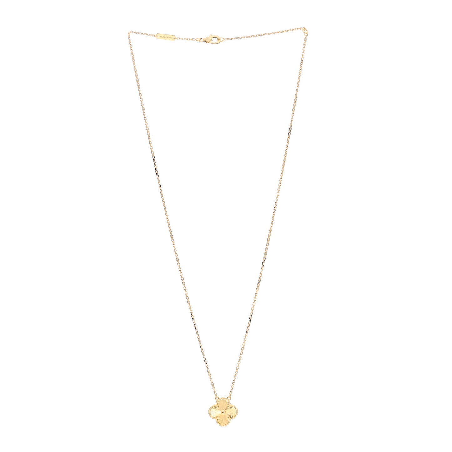 18K Yellow Gold Guilloche Vintage Alhambra Pendant Necklace