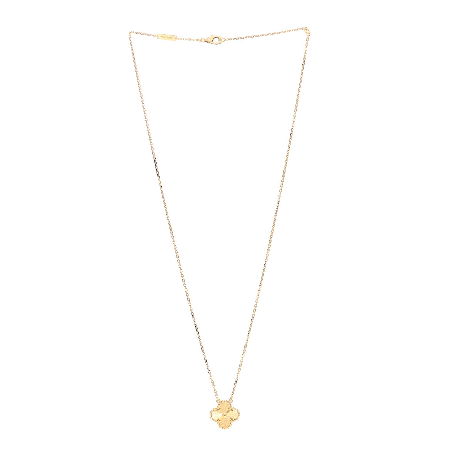 Van Cleef & Arpels 18K Yellow Gold Guilloche Vintage Alhambra Pendant Necklace 3 of 7