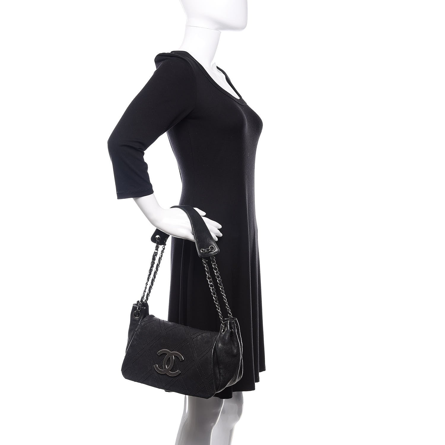Chanel Calfskin Diamond Stitch Accordion Flap Black 3 of 14