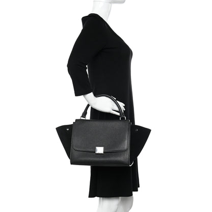 Celine Drummed Calfskin Suede Small Trapeze Black 2 of 13