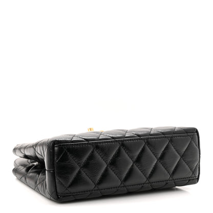 Chanel Shiny Aged Calfskin Quilted Nano Kelly Shopper Black 4 of 10