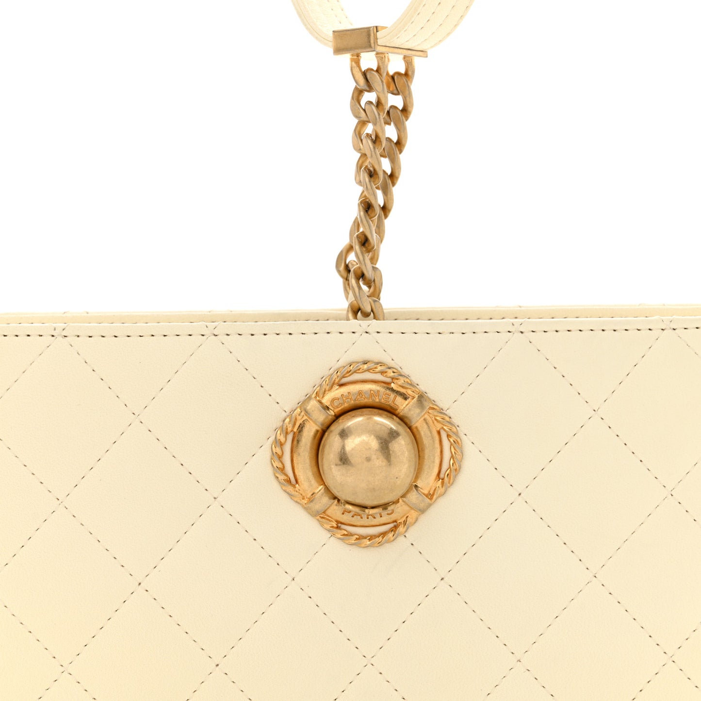 Lambskin Quilted Evening By The Sea Clutch White