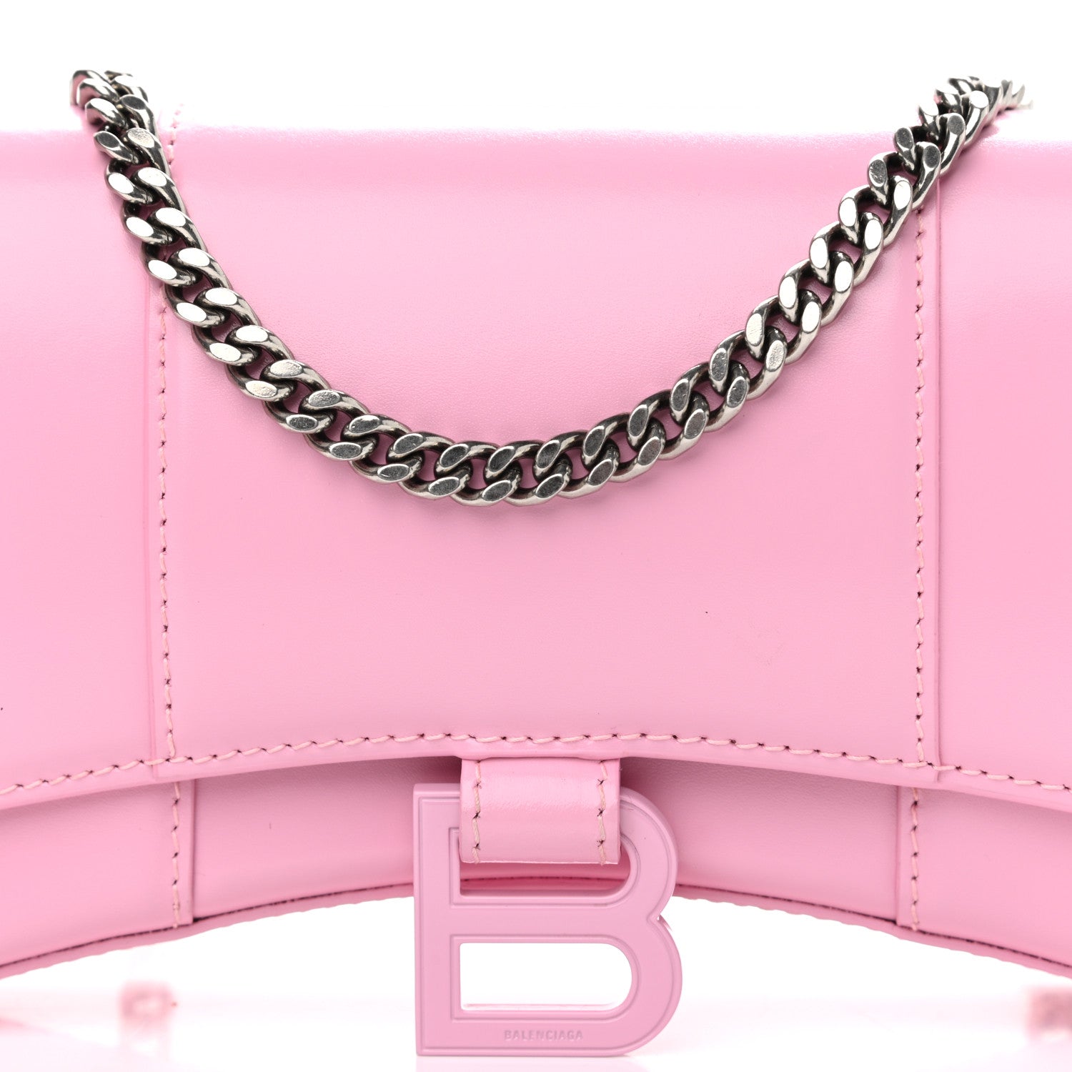 Balenciaga Shiny Box Calfskin Tonal B Hourglass Chain Bag Candy Pink 9 of 11