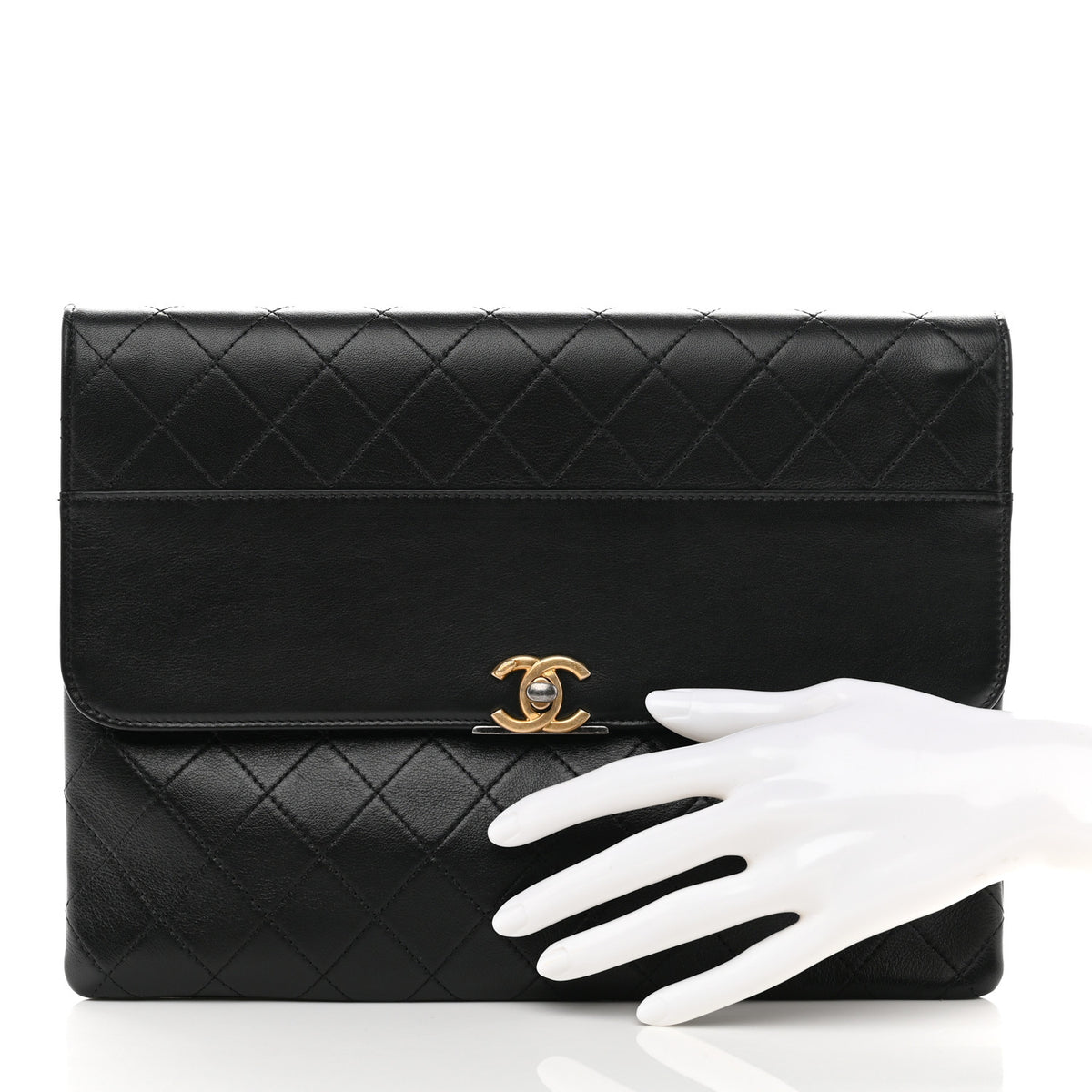 Lambskin Quilted Sleek And Chic Clutch Black Black