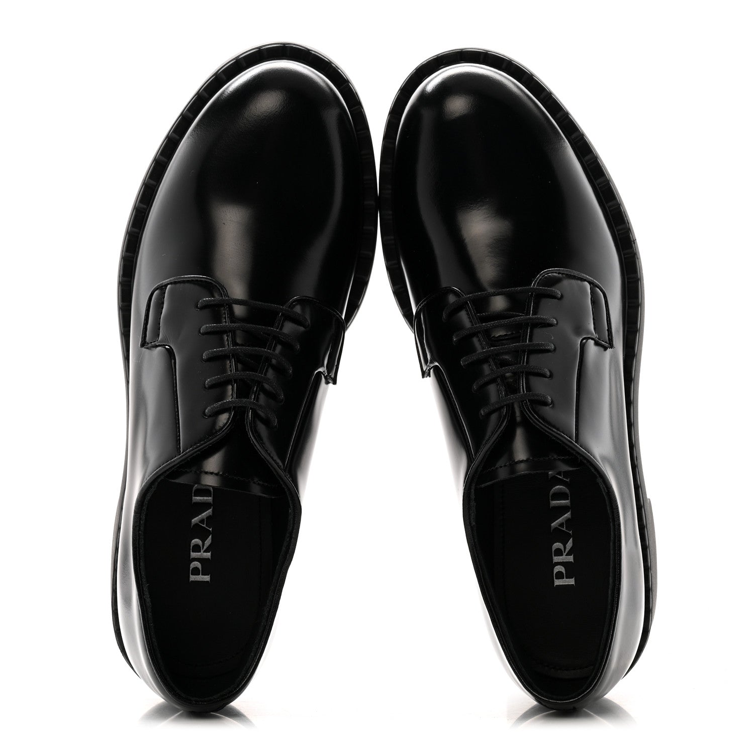 Prada Spazzolato Calzature Donna 50mm Derby Loafers 39 Black 2 of 10