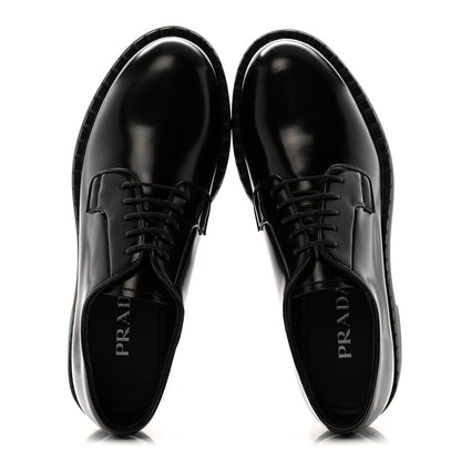 Prada Spazzolato Calzature Donna 50mm Derby Loafers 39 Black 2 of 10