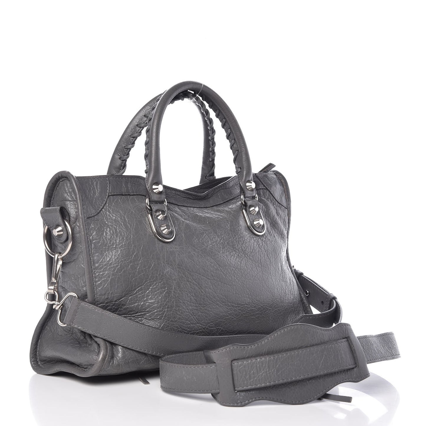 Agneau Silver Metallic Edge Hardware S City Gris Cendre