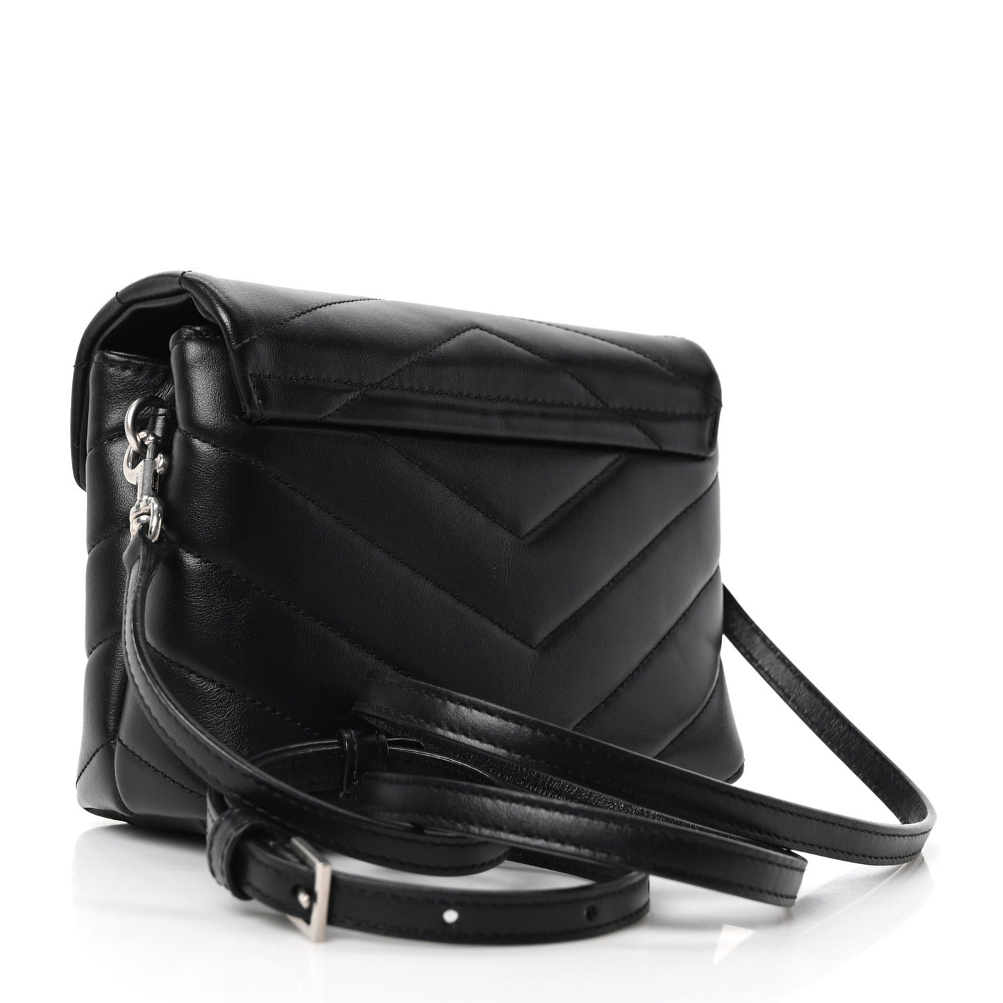 Calfskin Y Quilted Monogram Toy Loulou Crossbody Bag Black
