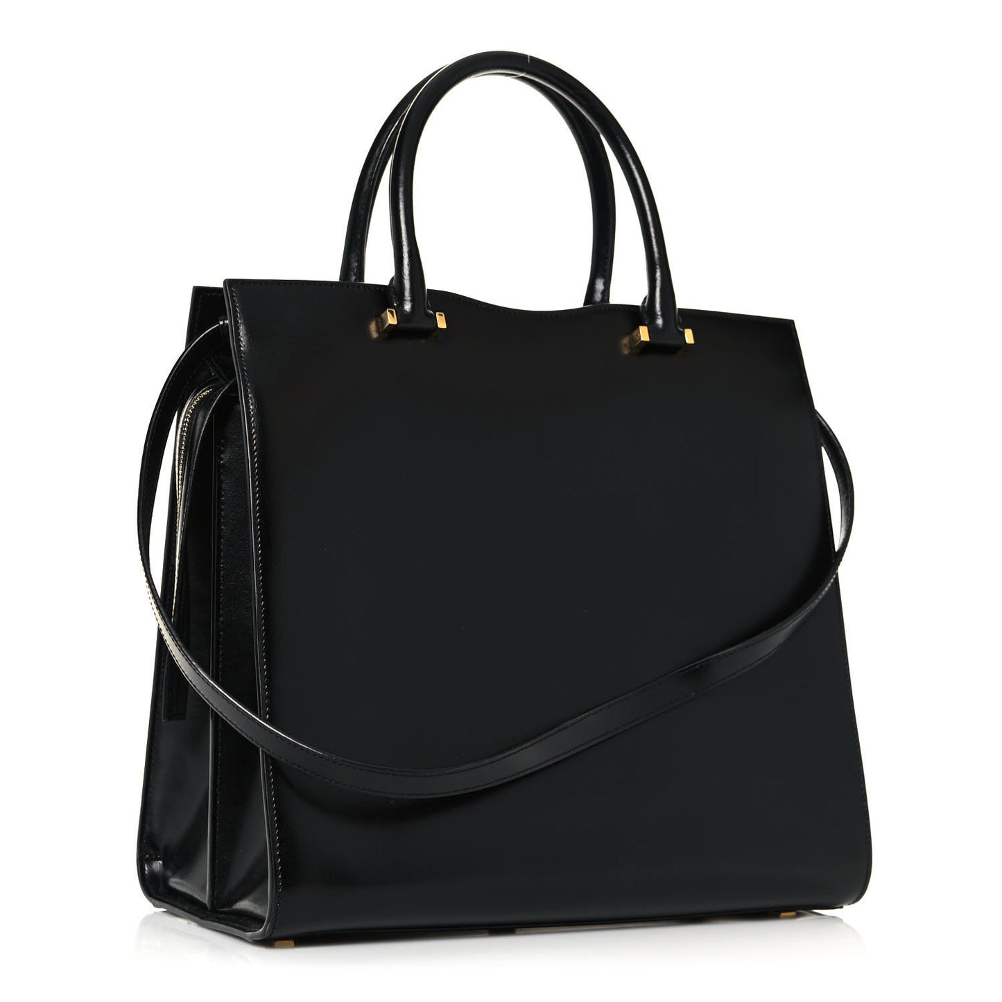 Shiny Calfskin Large Uptown Tote Black