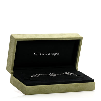 Van Cleef & Arpels 18K White Gold 5 Motifs Guilloche Vintage Alhambra Bracelet 2 of 5