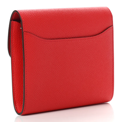 Hermes Epsom Enamel Constance Short Wallet Rouge de Coeur Mauve Sylvestre 3 of 8