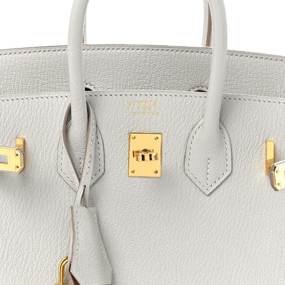 Hermes Chevre Mysore Horseshoe Birkin 25 Gris Perle Gold 6 of 12