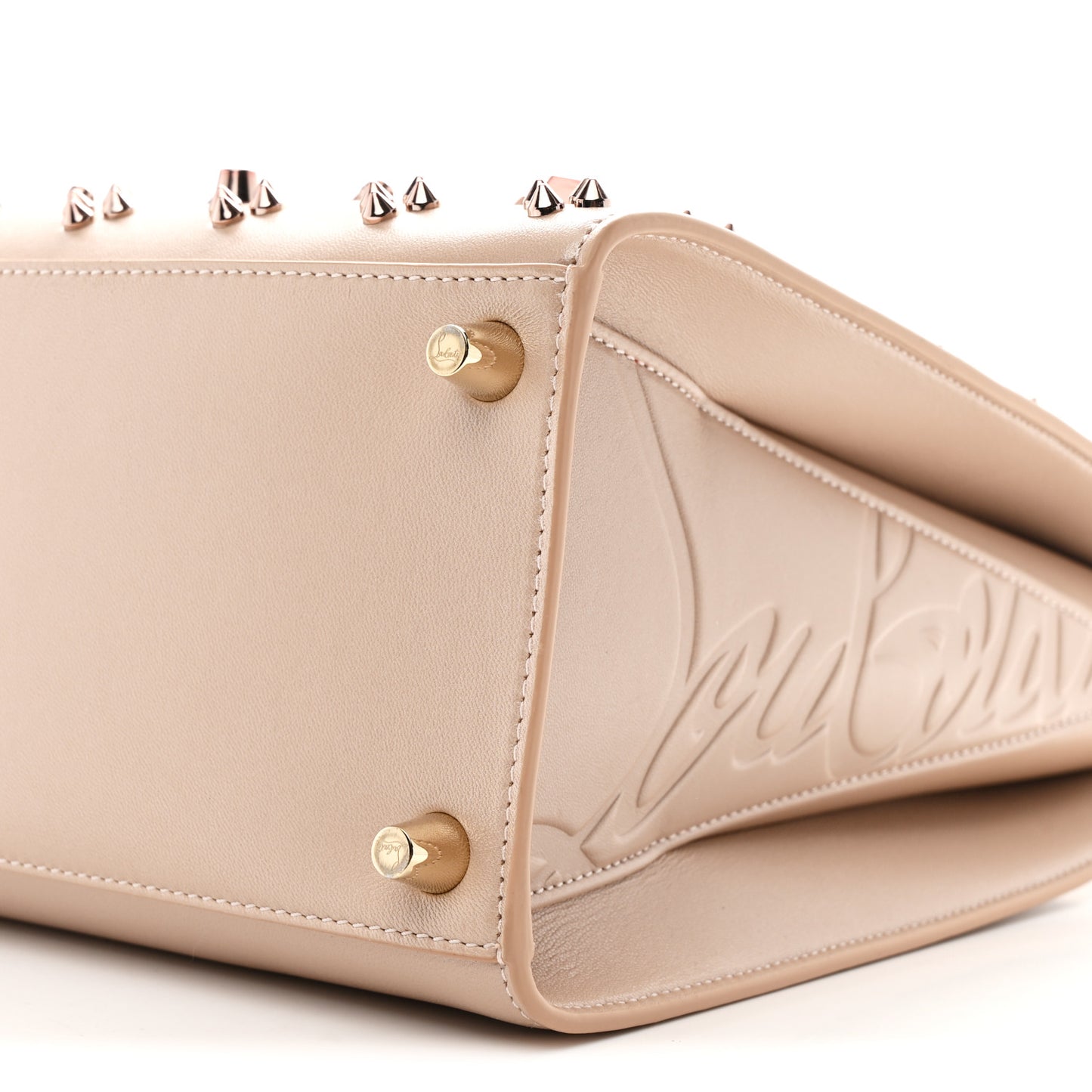 Calfskin Spikes Loubinthesky Medium Paloma Leche