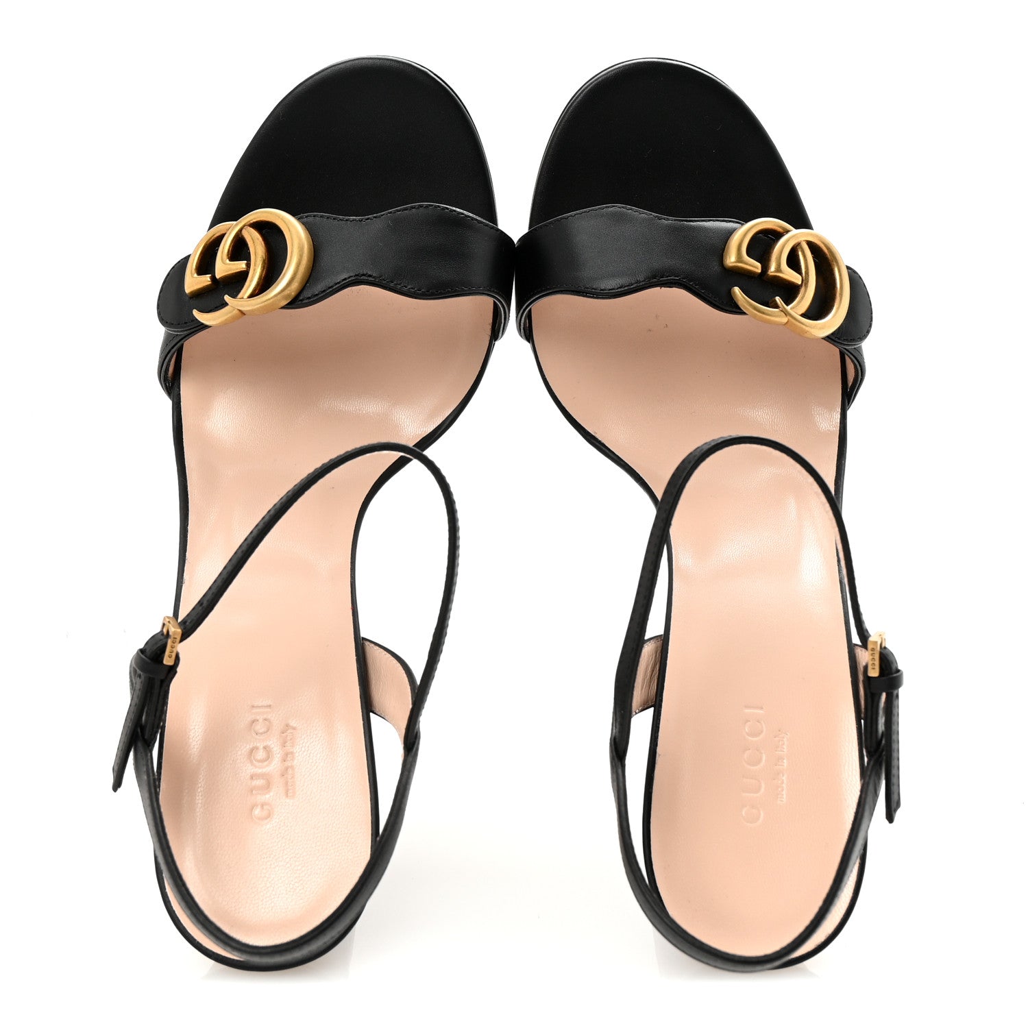 Gucci Lifford Calfskin GG Marmont Ankle Wrap 105mm Sandals 41 Black 2 of 9