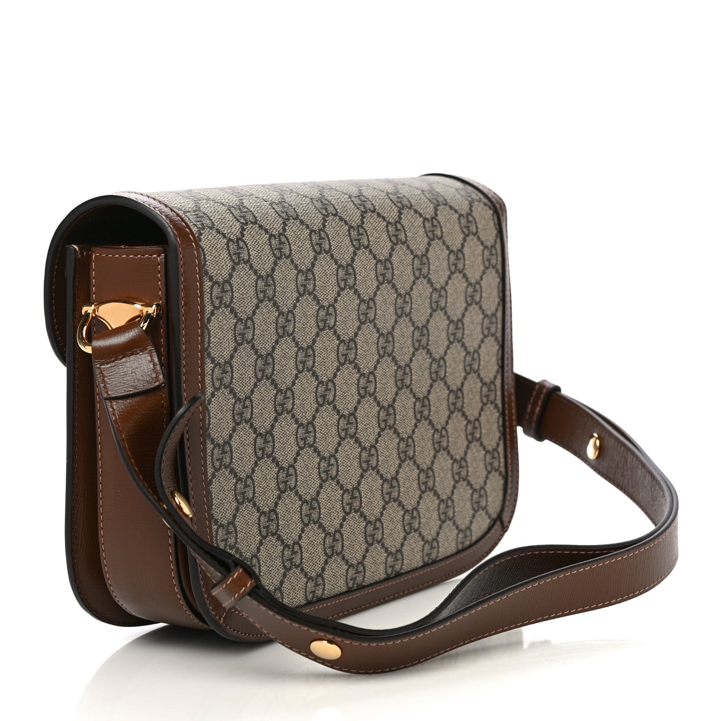 GG Supreme Monogram Horsebit 1955 Shoulder Bag Beige Brown Sugar