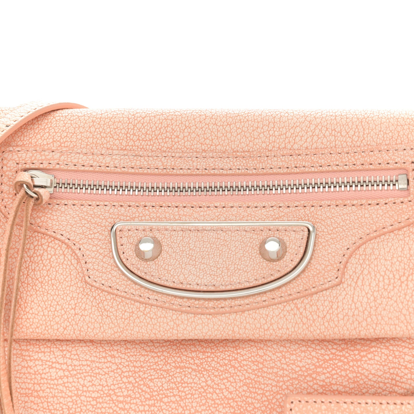 Chevre Silver Metallic Edge Hardware Envelope Clutch Rose Corail