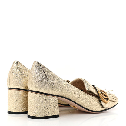 Gucci Galassia GG Marmont Fringe 50mm Loafer Pumps 40 Platino 4 of 9