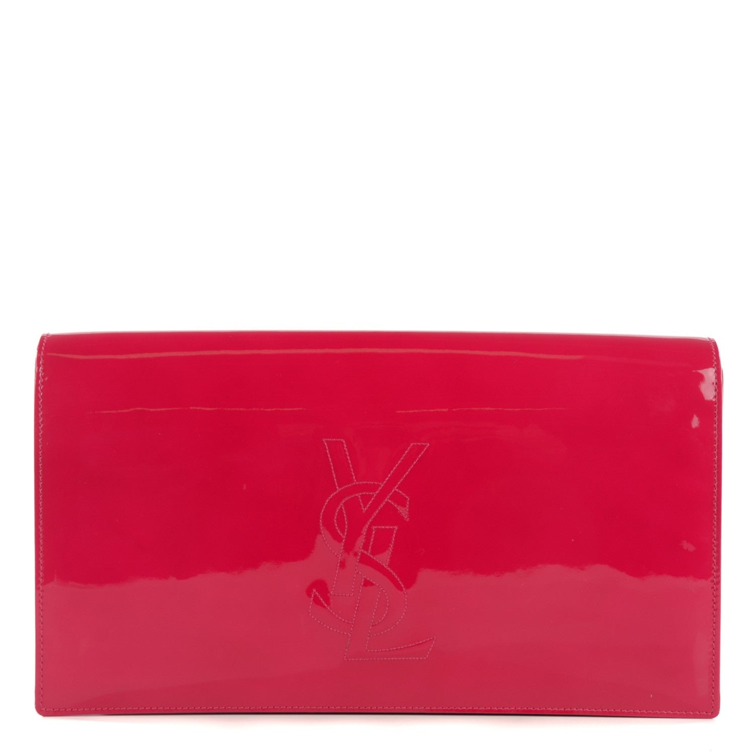 Saint Laurent Patent Monogram Large Belle De Jour Clutch Fuchsia 1 of 7