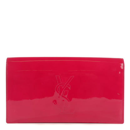 Saint Laurent Patent Monogram Large Belle De Jour Clutch Fuchsia 1 of 7