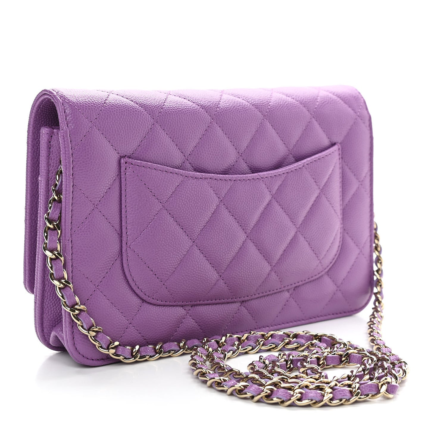 Caviar Quilted Wallet On Chain WOC Purple