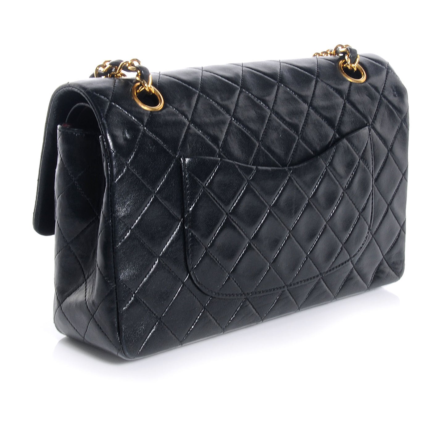 Lambskin Medium Double Flap Black