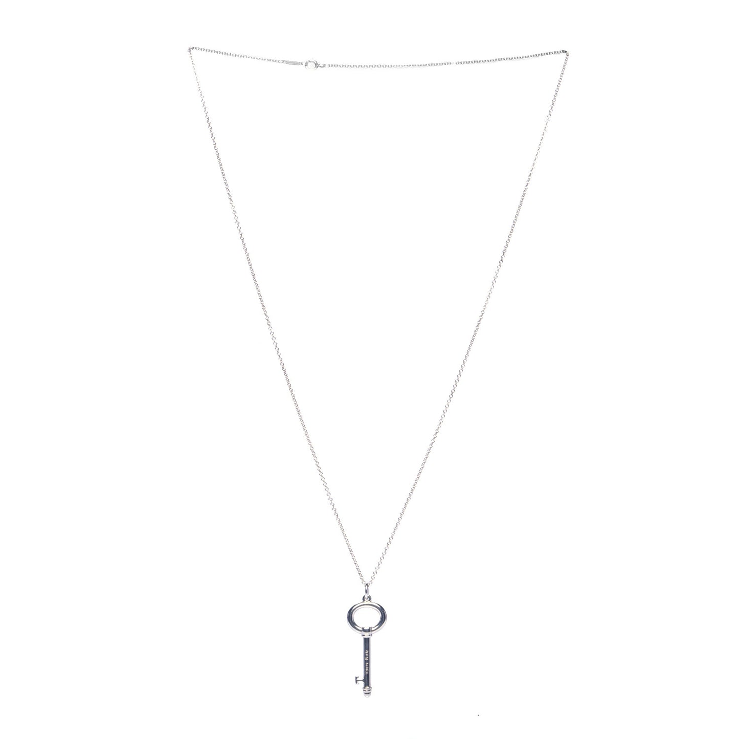 Sterling Silver Oval Key Pendant Necklace