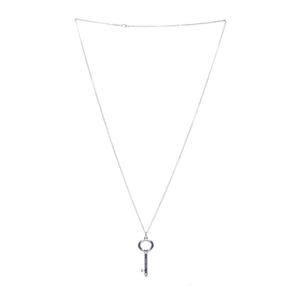 Tiffany Sterling Silver Oval Key Pendant Necklace 3 of 9