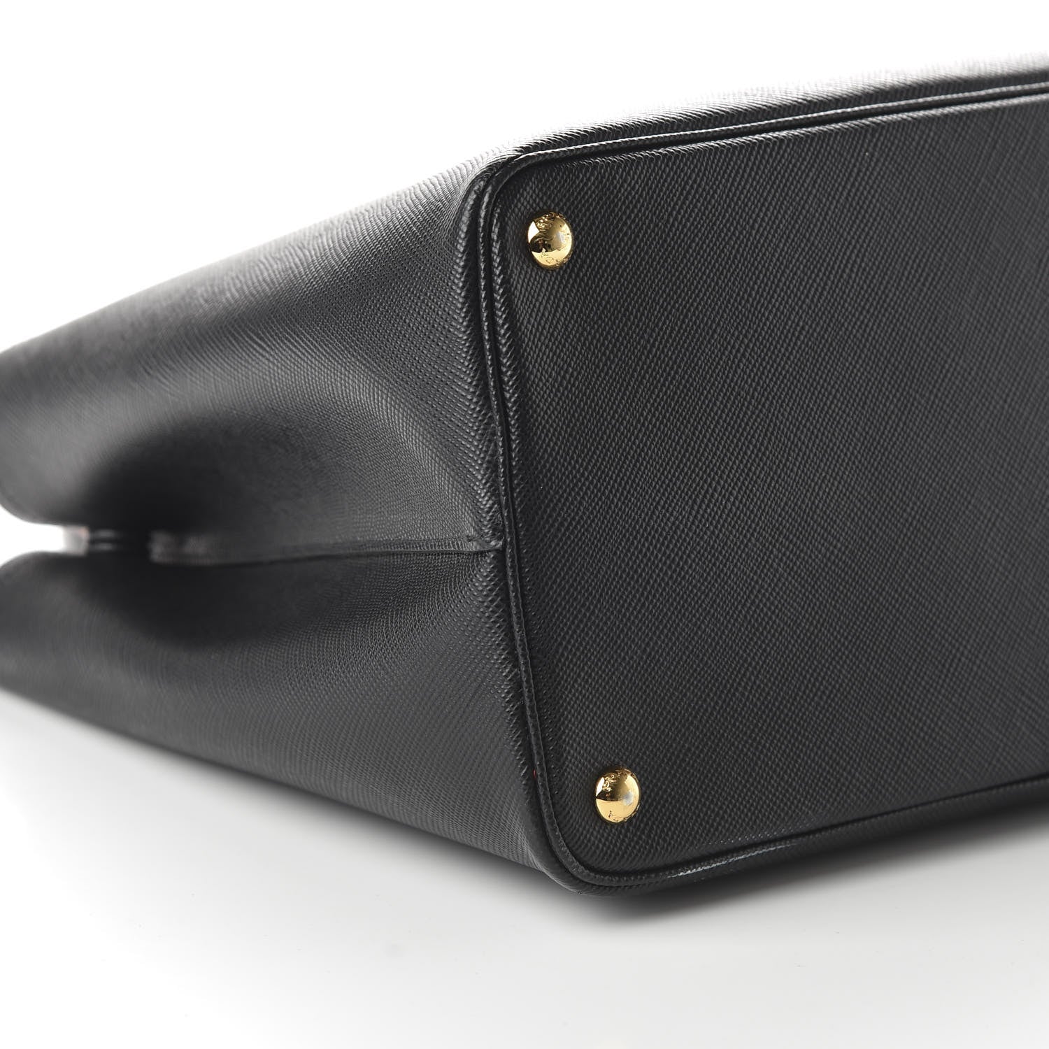 Prada Saffiano Cuir Large Double Bag Black Fuoco 6 of 9