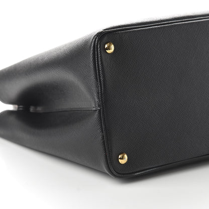 Prada Saffiano Cuir Large Double Bag Black Fuoco 6 of 9