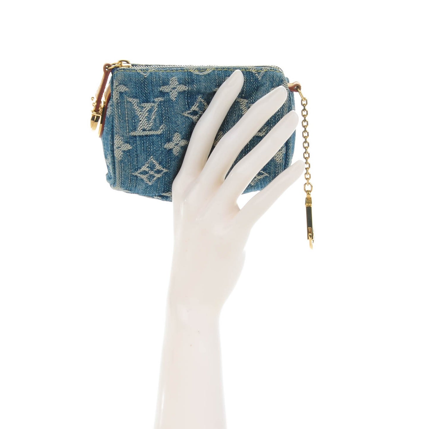 Monogram Denim Pochette Speedy PM Key Holder Blue