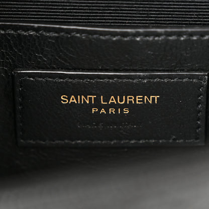 Saint Laurent Grain De Poudre Textured Mixed Matelasse Triquilt Small Monogram Satchel Black 6 of 11