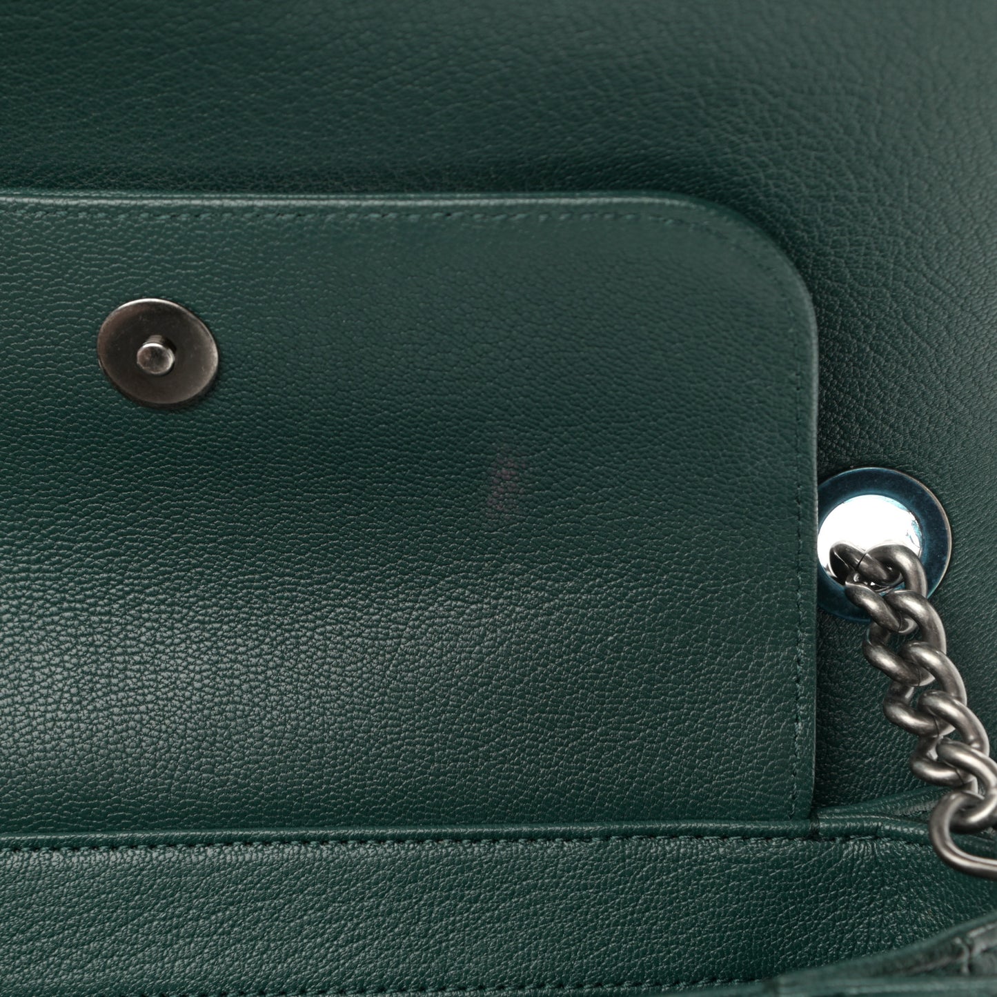 Goatskin Quilted Medium Perfect Edge Flap Green