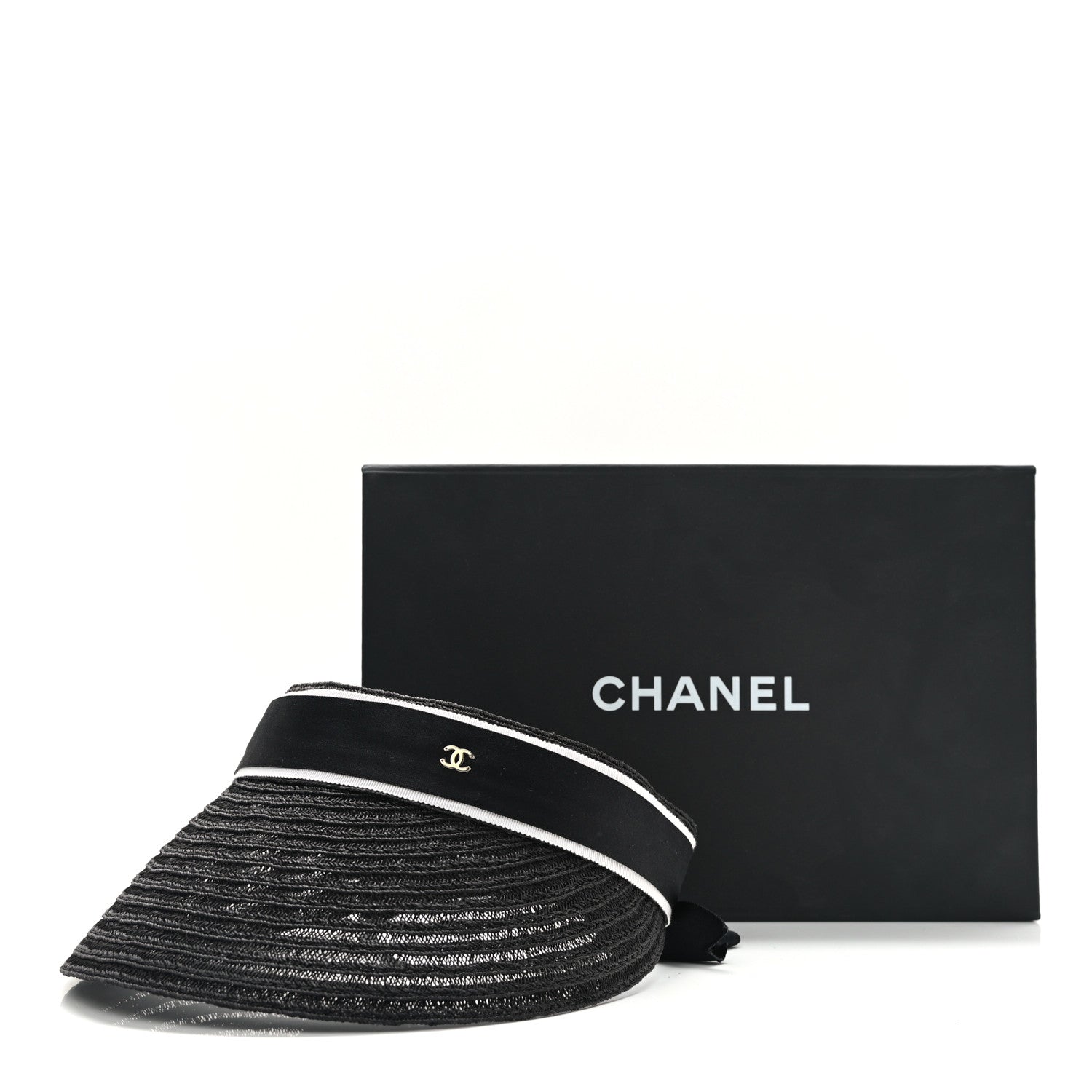 Chanel Abaca Cotton Ribbon Visor M Black 9 of 9