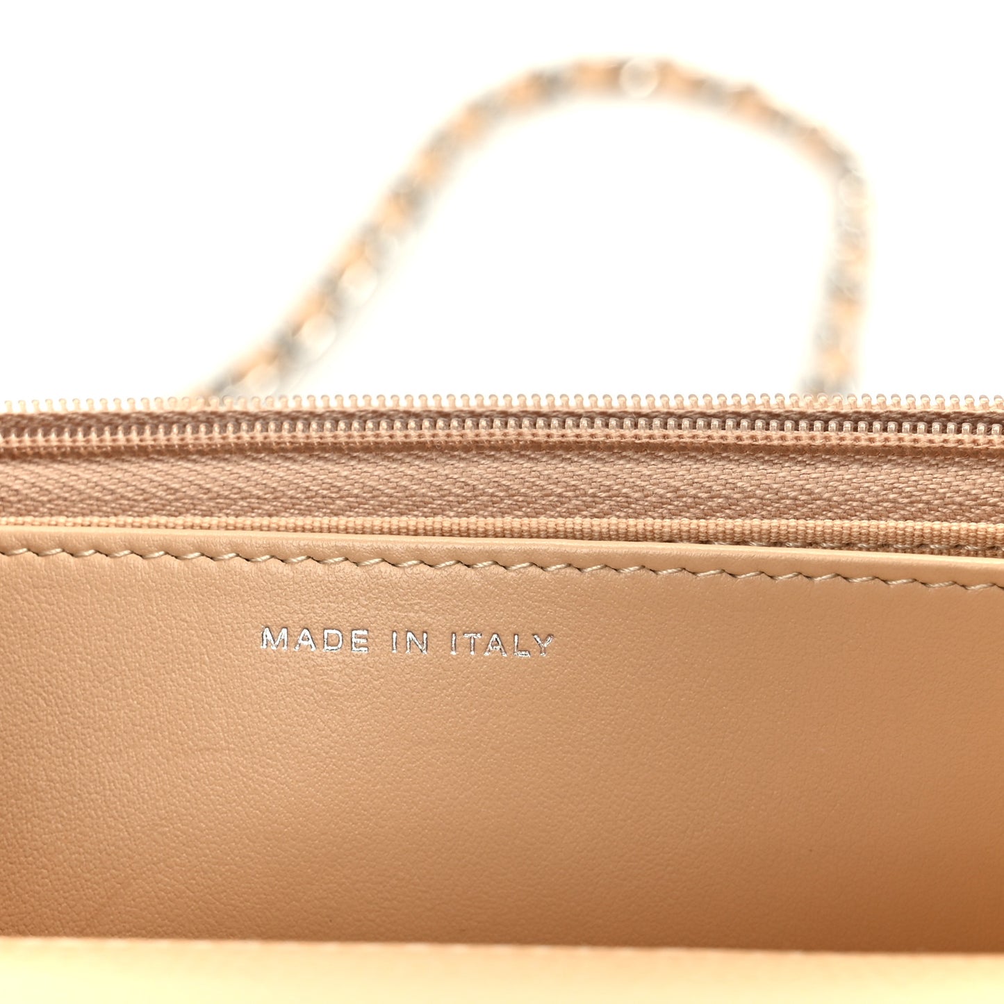Caviar Quilted Wallet on Chain WOC Beige