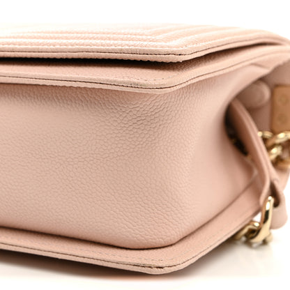 Chanel Caviar Chevron Quilted Medium Boy Flap Light Pink 10 of 10