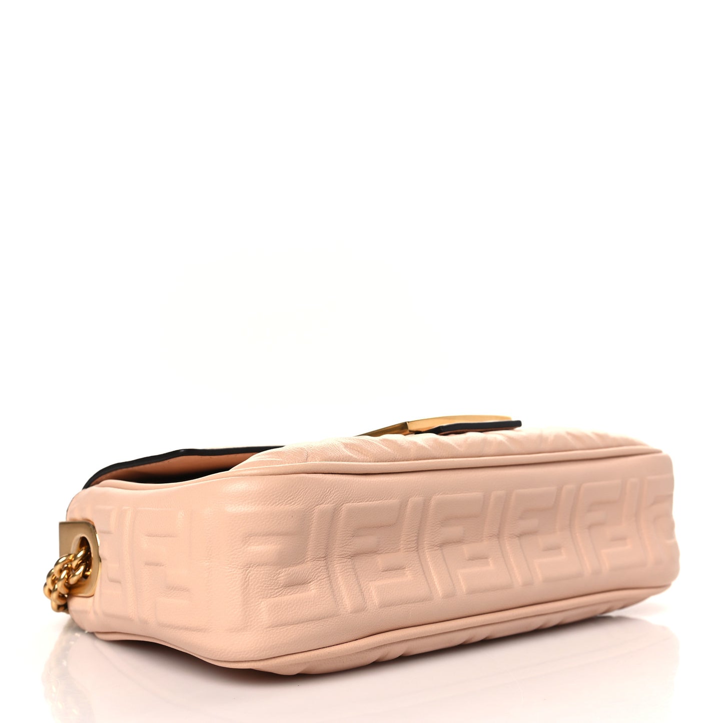 Nappa Small FF Embossed Midi Chain Baguette Light Rose