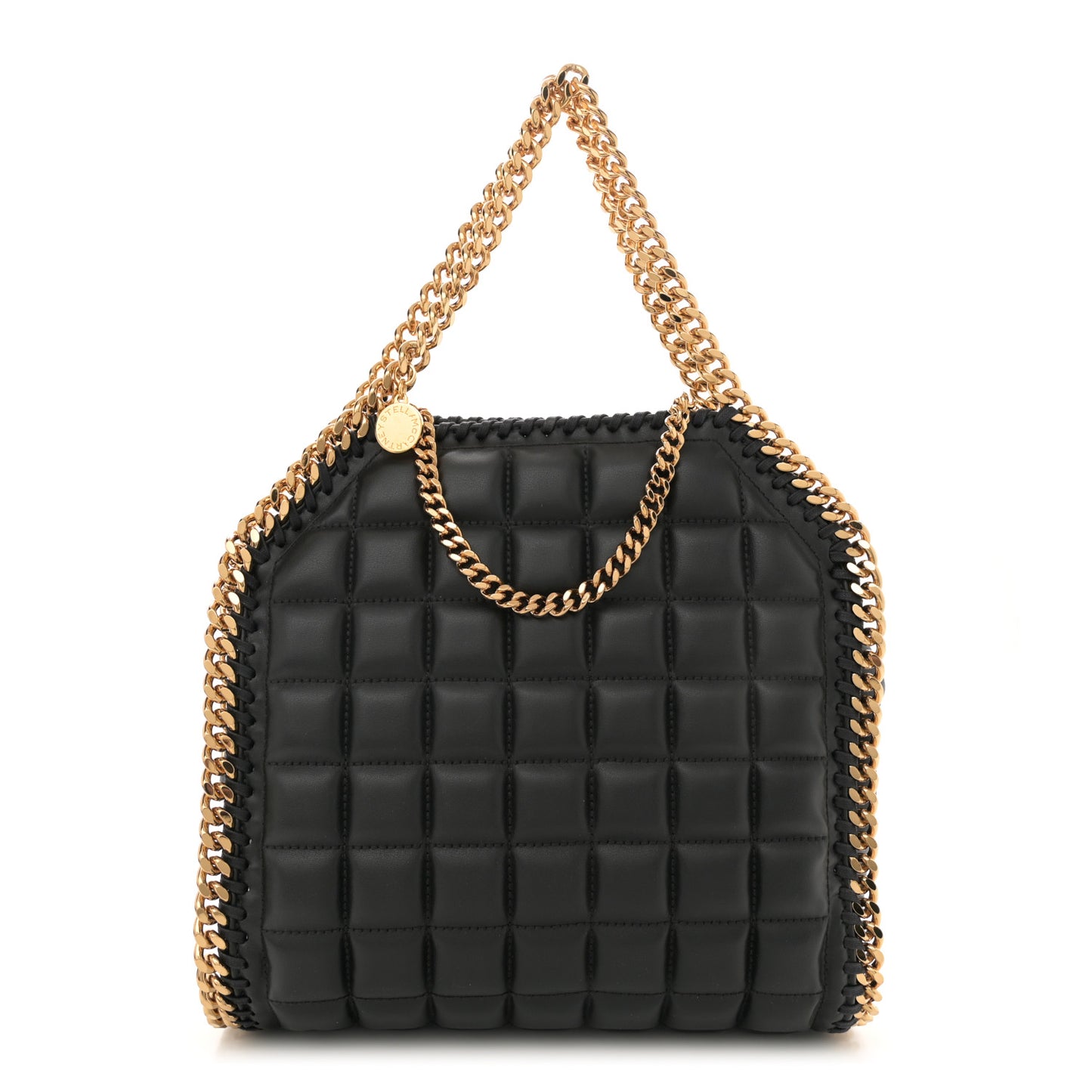 Vegan Leather Quilted Mini Falabella Tote Black
