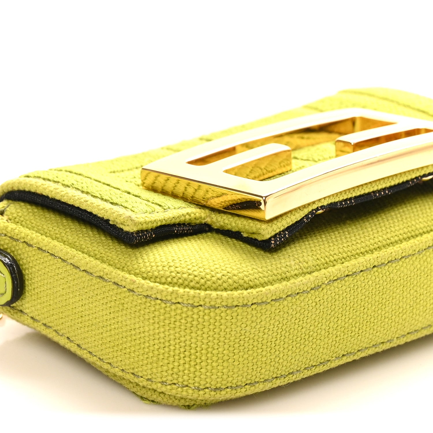 Fendi Canvas Vitello King FF Embroidered Nano Maxi Buckle Baguette Charm Wasabi 8 of 9