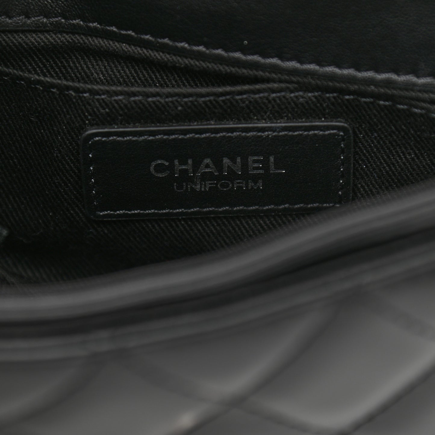 Calfskin Quilted CC Uniform Flap Belt Bag Black