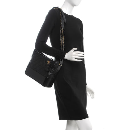 Chanel Aged Calfskin Quilted Medium Gabrielle Hobo Black 3 of 8