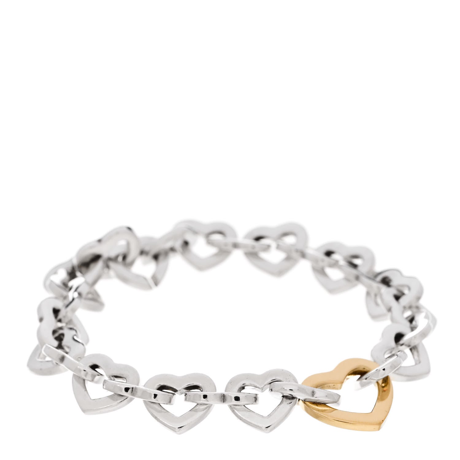 Tiffany Sterling Silver 18K Yellow Gold Heart Links Bracelet 1 of 3