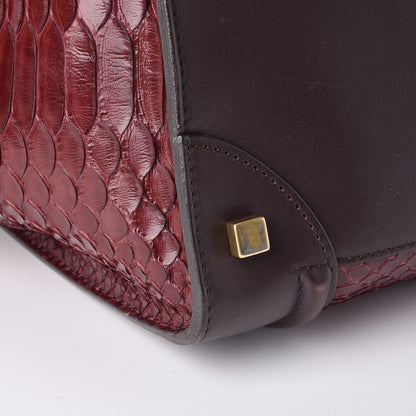 Celine Python Smooth Calfskin Mini Luggage Burgundy 15 of 16