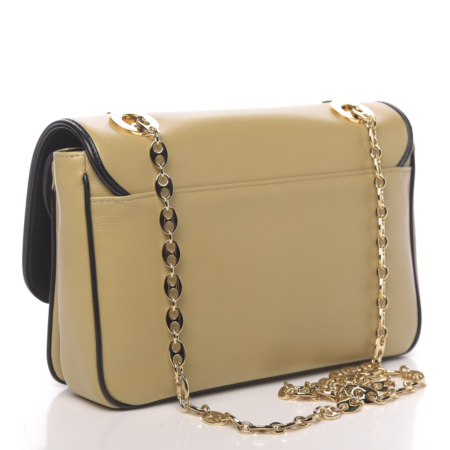 Azalea Calfskin Bi-Color Small Marina Chain Shoulder Bag Beige Black