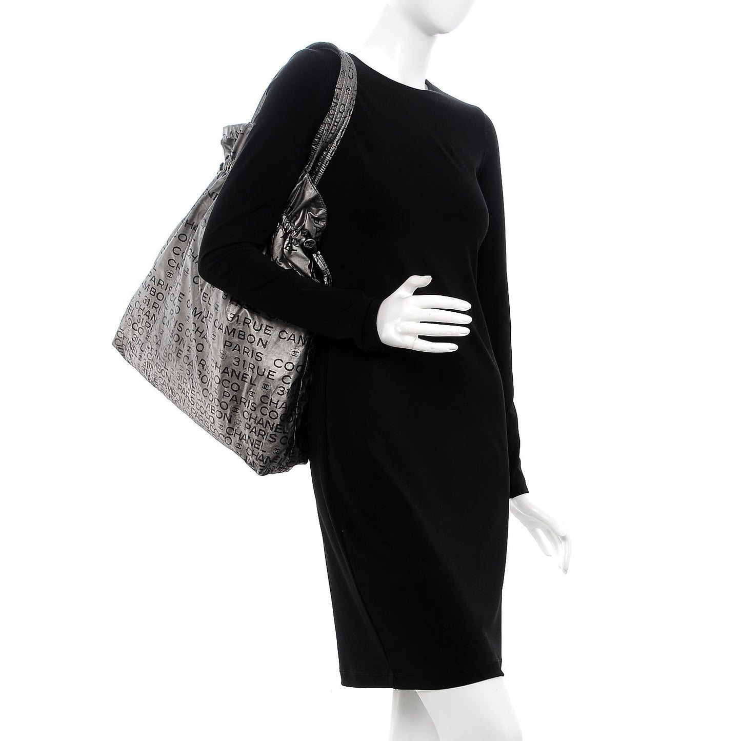 Coated Canvas Unlimited Drawstring Tote Argent Fonce