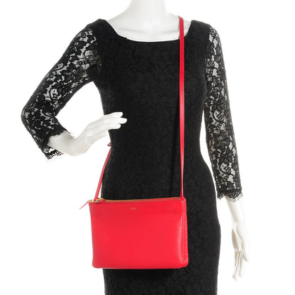 Celine Lambskin Large Trio Crossbody Bag Vermillion 2 of 8