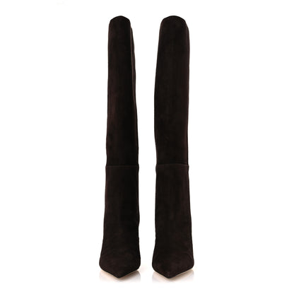 Jimmy Choo Suede Alizze 85 Knee High Boots 37.5 Chocolate 3 of 10