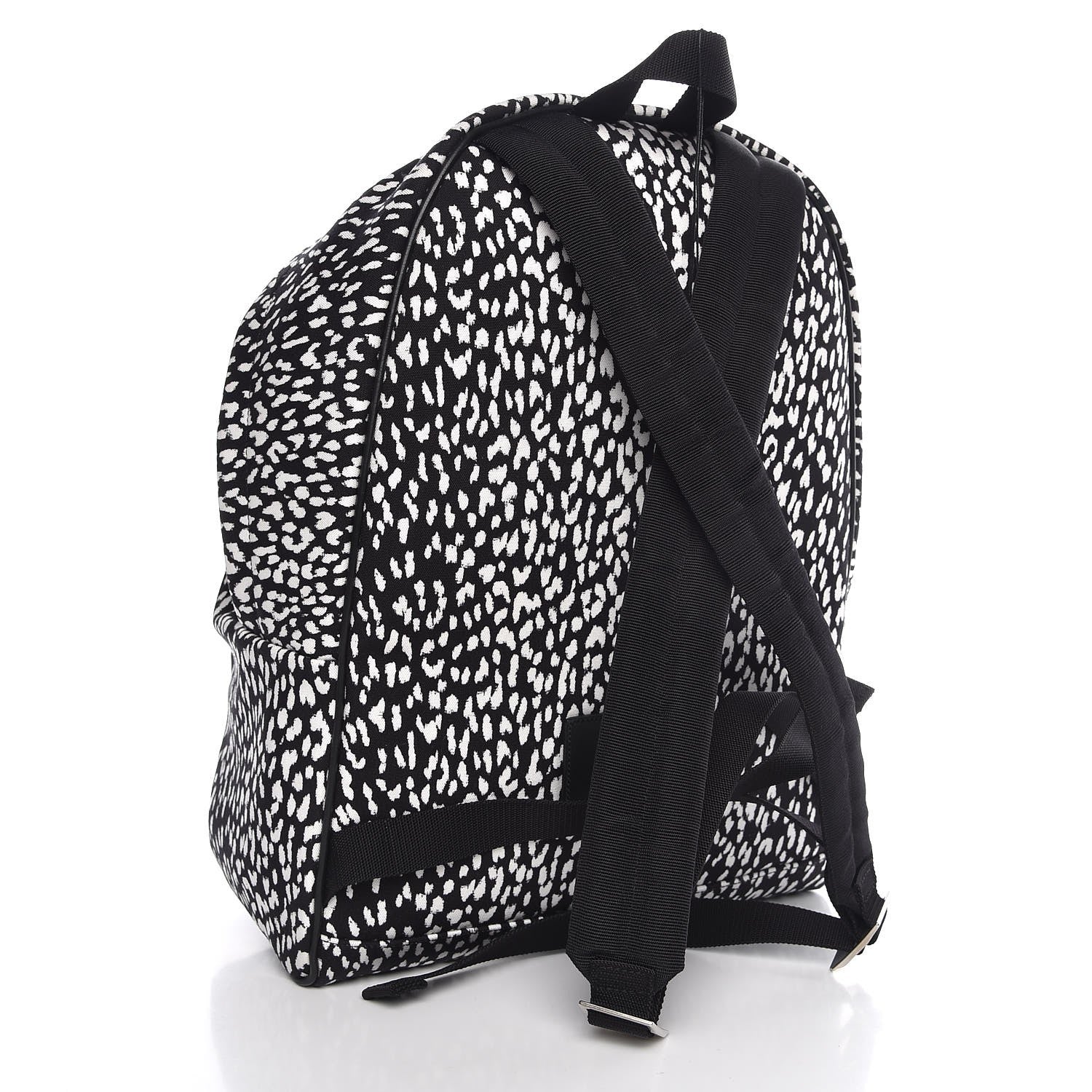 Saint Laurent Printed Canvas Leopard Print Hunting Backpack Black White 3 of 7