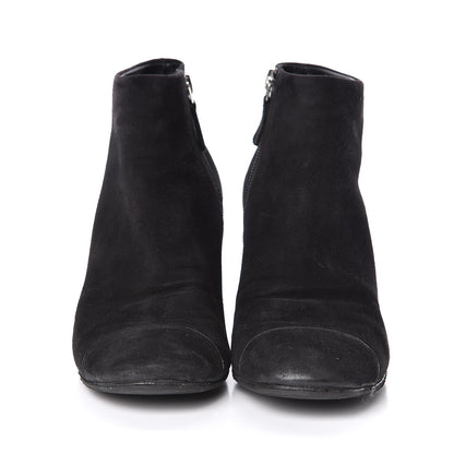 Chanel Suede CC Cap Toe Ankle Booties Boots 38.5 Black 2 of 11